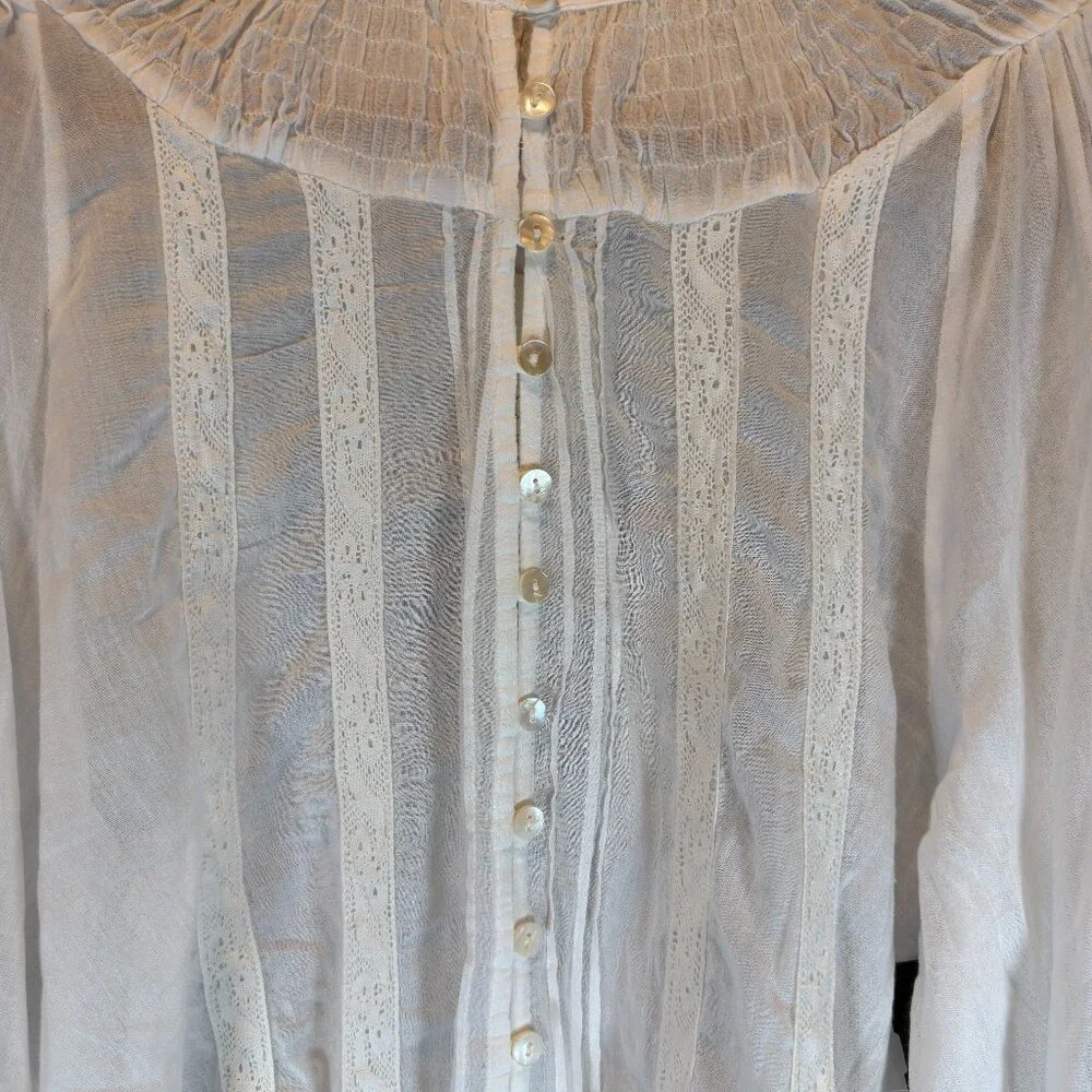 NWT Free People Embroidered Poet Top XS Ivory 100% Cotton Gauze Lace Fairy $168 - Picture 5 of 12